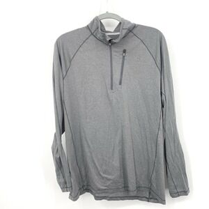 LL Bean Men Size Large TALL LT Shirt 1/4 Zip Pullover Top Gray Base Layer
